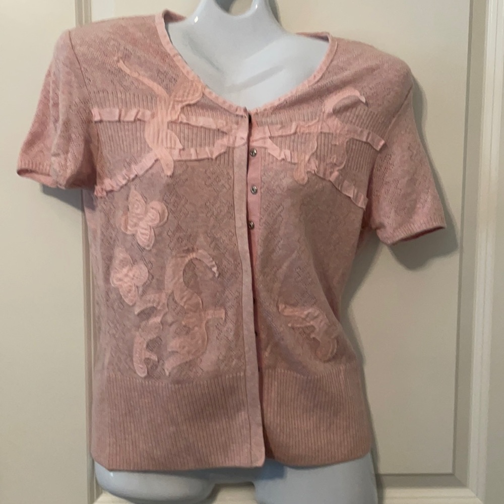 Short sleeve snap front cardigan